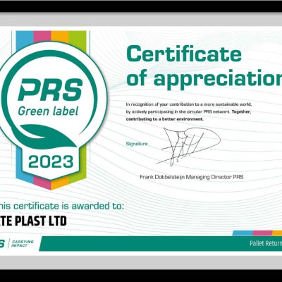 PRS GREEN LABEL CERIFICATE 2023